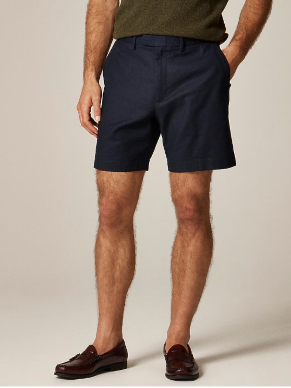 NWT Sealed Men's J.Crew Navy Blue 8" Dress Short in Stretch Cotton Blend Size 33